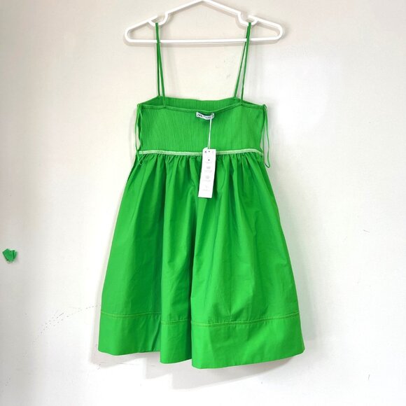 NEW ZARA Cotton Contrasting Voluminous Mini Dress in Green Colour, size M - Picture 13 of 15
